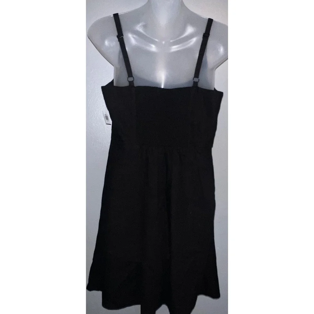Old Navy Cami Mini Dress Womens M Black New With Tags Linen Blend Smocked Back